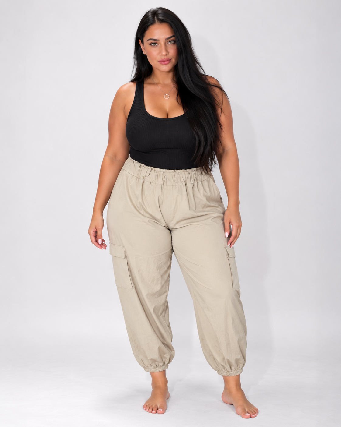 Sally – Pantalone Cargo con Elastico in Vita