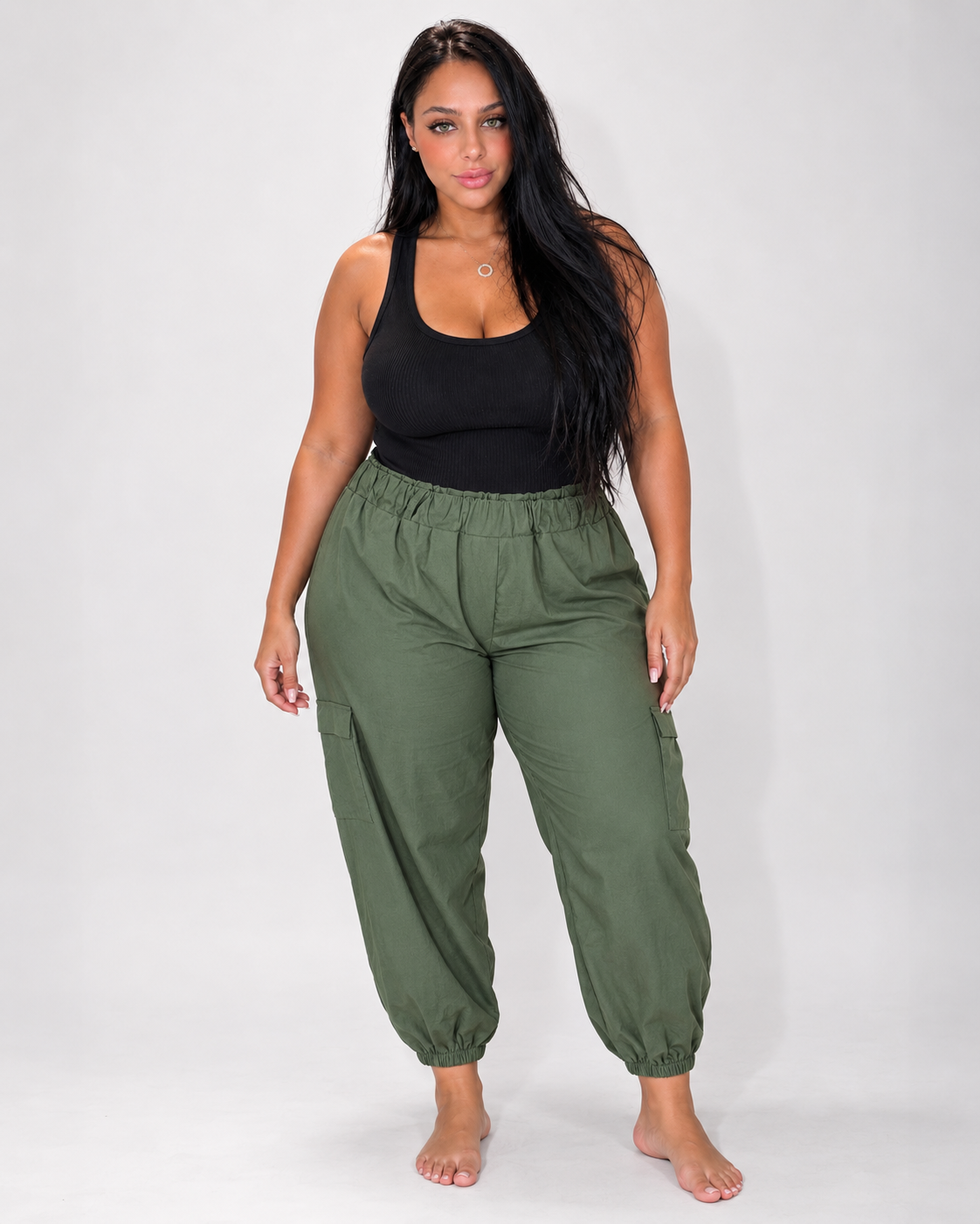 Sally – Pantalone Cargo con Elastico in Vita